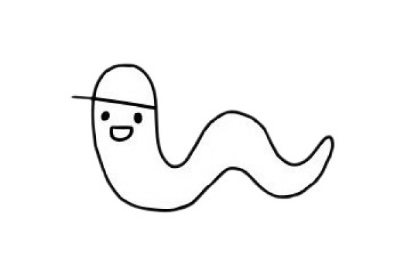 Simple drawing of cartoon earthworm