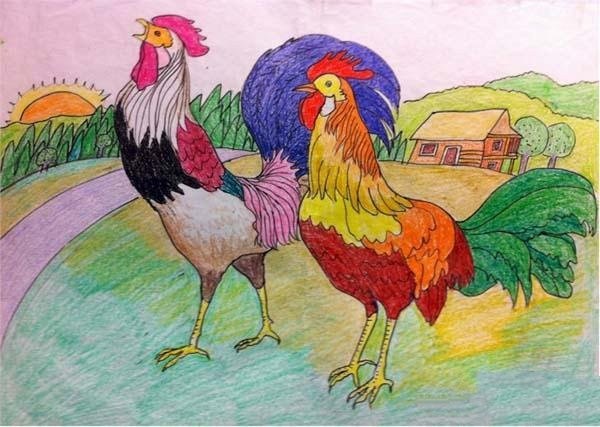 Year of the Rooster Spring Festival Golden Rooster Heralding Spring Childrens Drawing Pictures