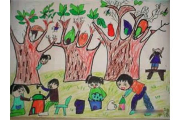 Spring-themed childrens painting-we work in spring