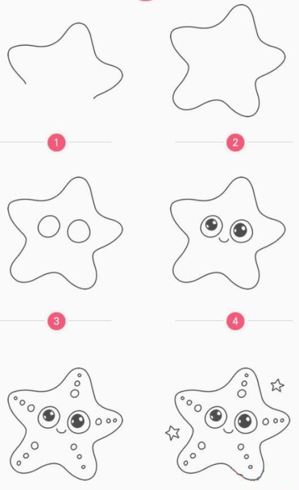 How to draw cartoon starfish