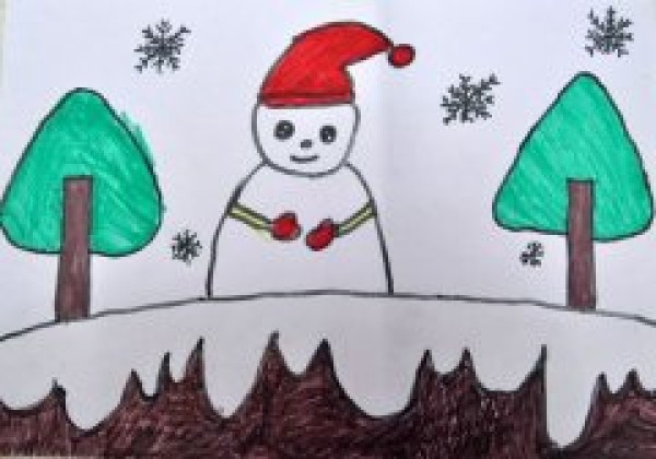 Childrens drawings of Harbin winter-cute snowman