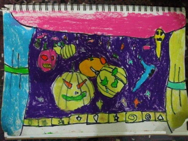 Evil pumpkin head, excellent childrens drawing for Halloween competition