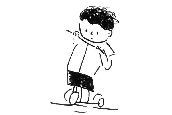 Cool little boy skateboarding