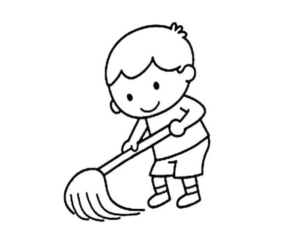 little boy mopping the floor