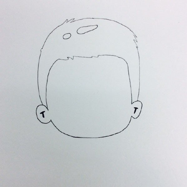 Simple drawing of little boy wearing glasses