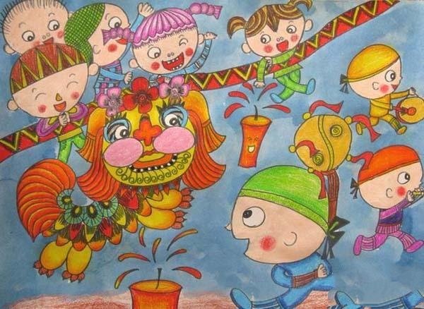 First Prize Children’s Painting of Spring Festival Customs: Lion Dance