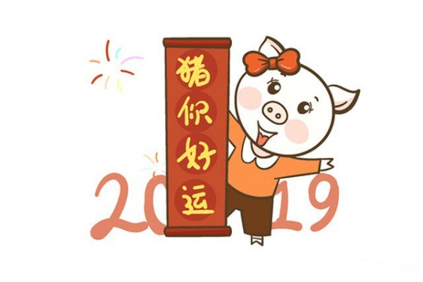 Happy Year of the Pig 2019 Simple Drawing Pictures