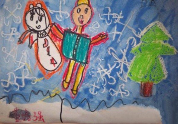 Childrens drawings of snowy winter - If I could fly