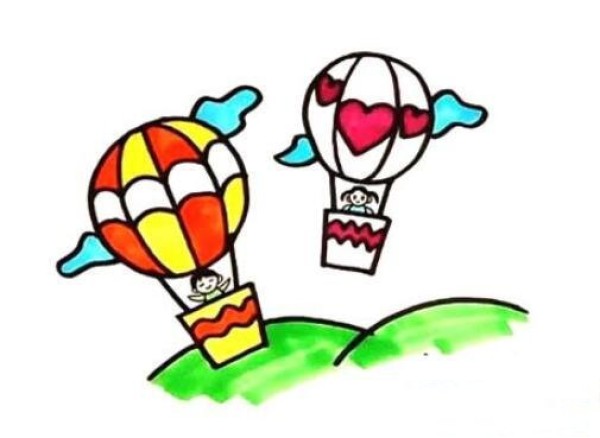 How to draw colorful hot air balloons