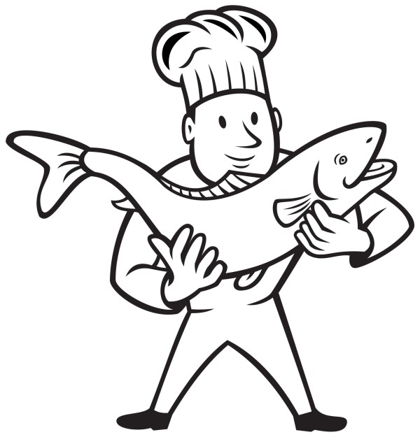 Chef holding a big fish