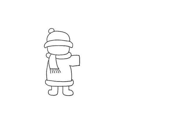 How to draw a little boy pushing a snowman