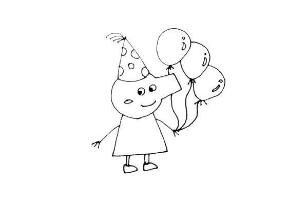 Peppa Pig holding a balloon