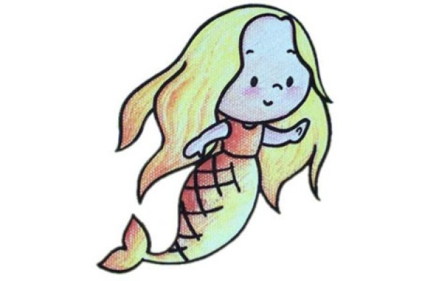 Cute mermaid simple drawing