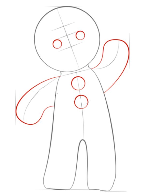 How to draw Christmas gingerbread man