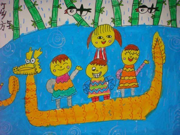 A complete collection of pictures of childrens watercolor paintings of dragon boat races