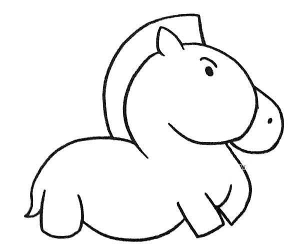 Six simple drawing pictures of cute cartoon pony