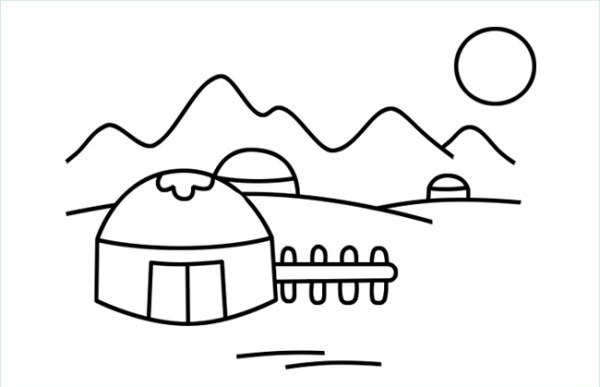 Steps to draw simple pictures of Mongolian yurt