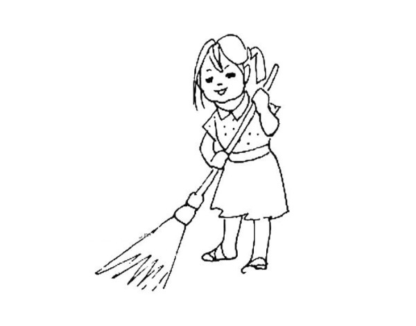 little girl sweeping the floor