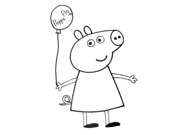 Peppa Pig holding a balloon