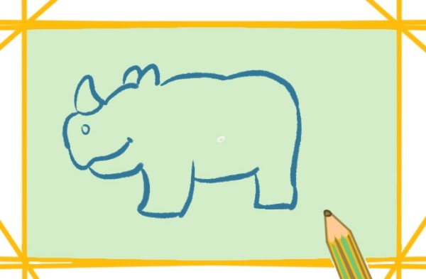 Simple drawing of rhinoceros on land