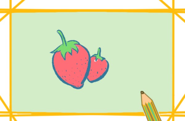 How to draw two red strawberries