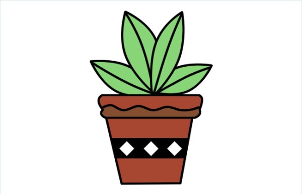 Plant bonsai simple drawing steps and coloring pictures