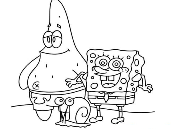 Simple drawings of cartoon characters, a complete collection of simple drawing pictures of SpongeBob SquarePants