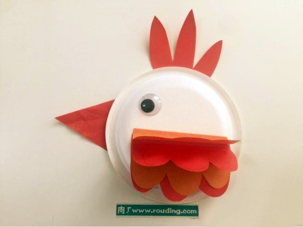 Paper plate big rooster hanging ornament handmade