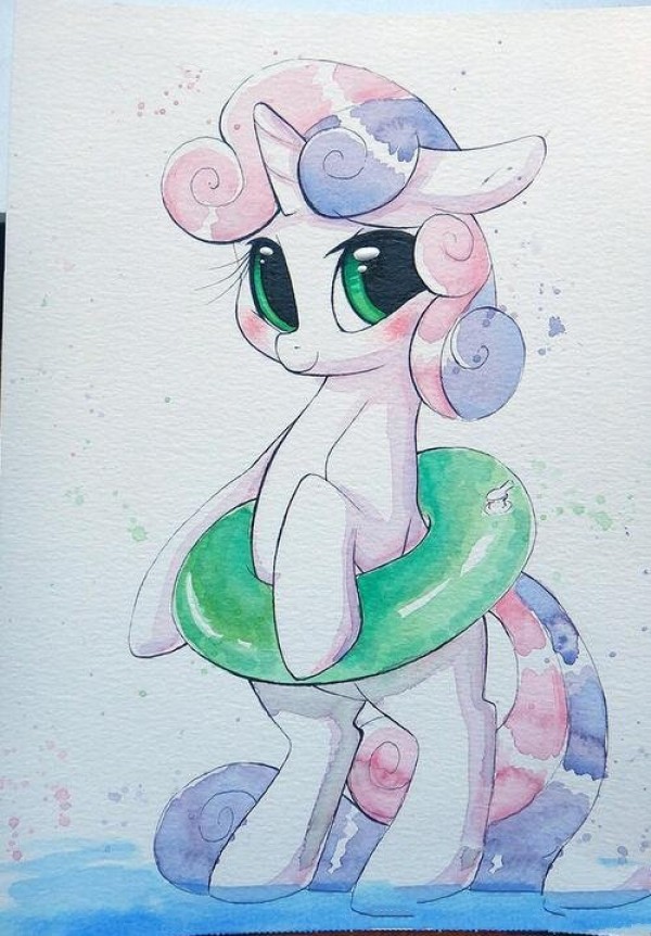 Appreciation of My Little Pony childrens paintings about swimming in summer