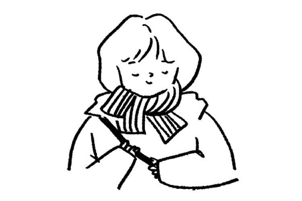 Simple drawing of girl in winter