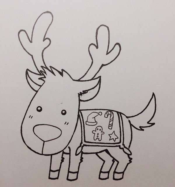 Christmas Deer Simple Drawing Tutorial