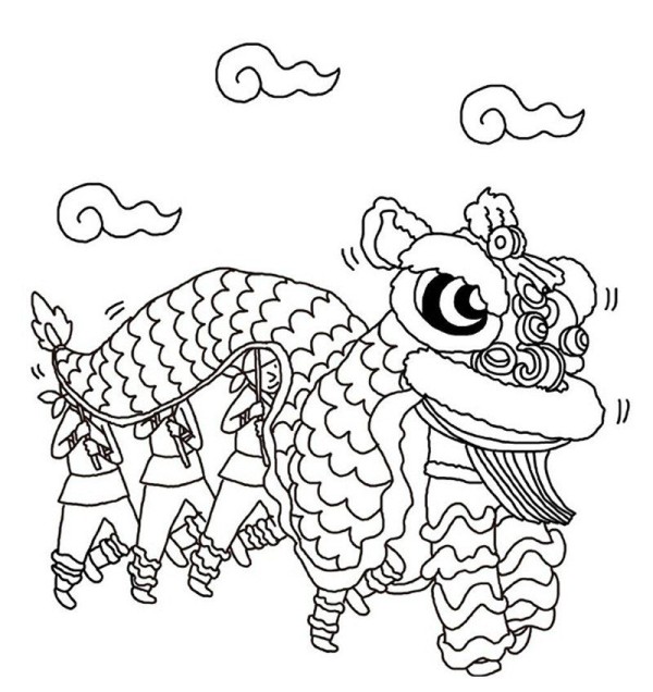 3 simple drawing pictures of New Year dragon dance