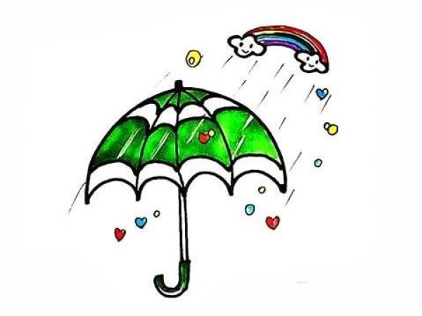 How to draw a colorful umbrella step by step