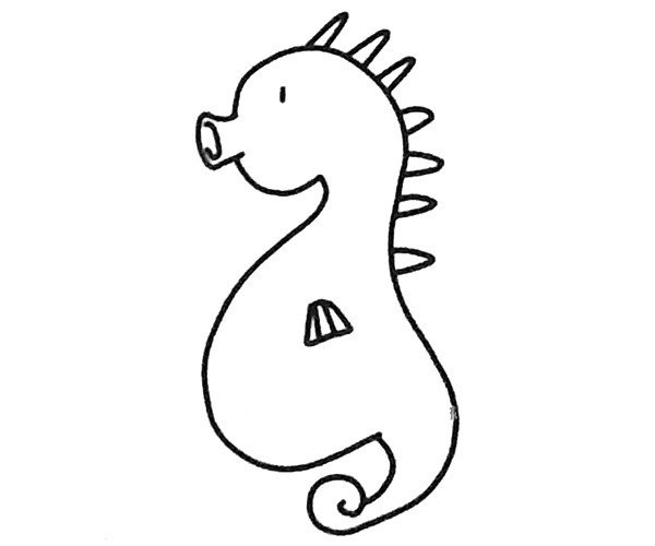 A set of cute cartoon seahorse simple drawing pictures