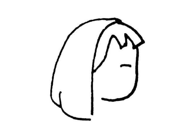 Little girl side face avatar simple drawing