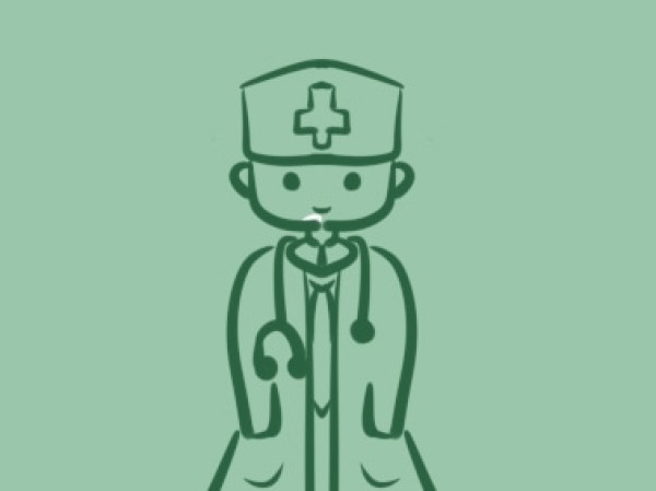 Simple drawing of doctor wearing stethoscope