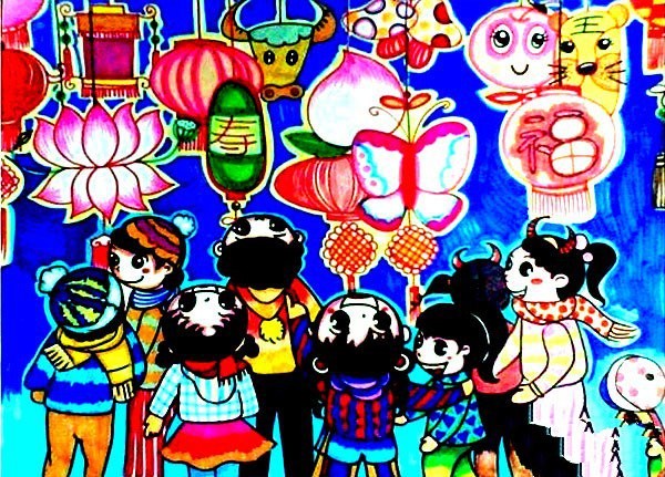 Appreciation of children’s paintings about Lantern Festival Lantern Festival in 2017