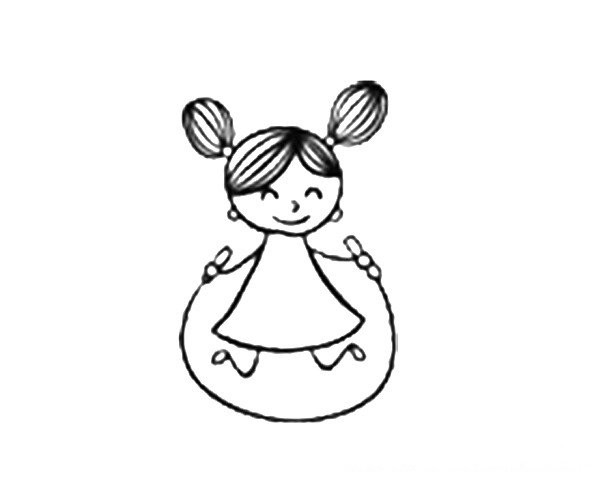 Little girl skipping rope simple drawing picture