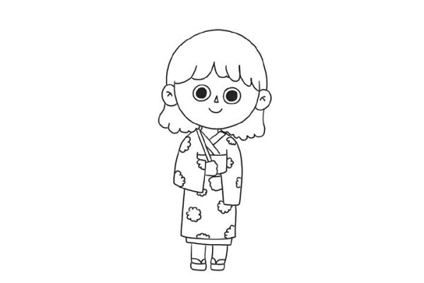 Simple drawing tutorial of little girl in kimono