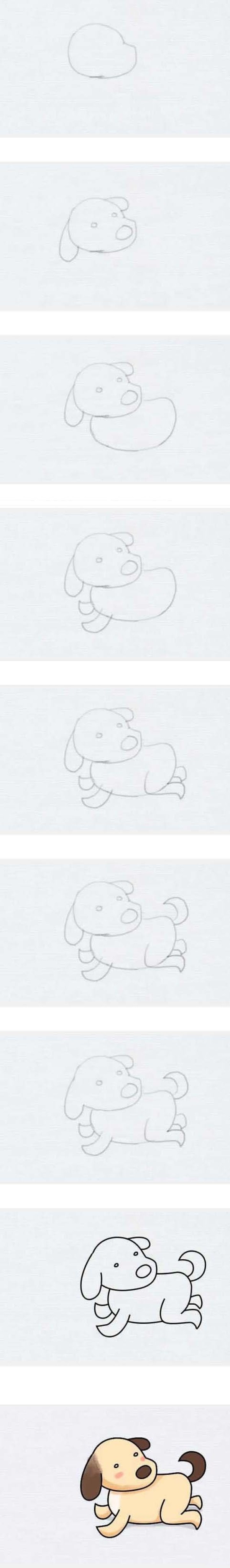 How to draw a puppy lying on the ground