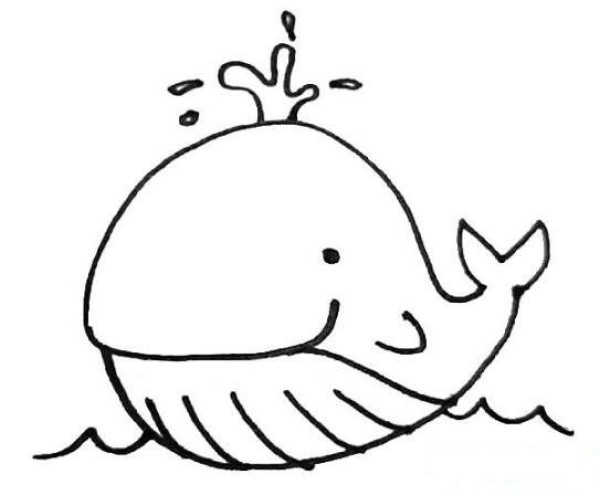 How to draw a cartoon whale in kindergarten