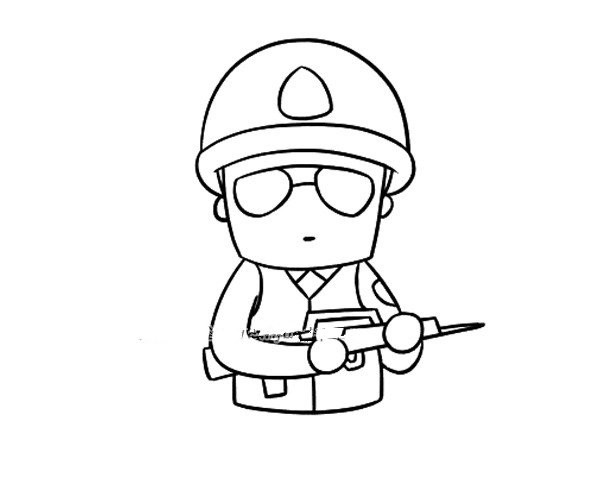 Simple drawing of handsome policeman