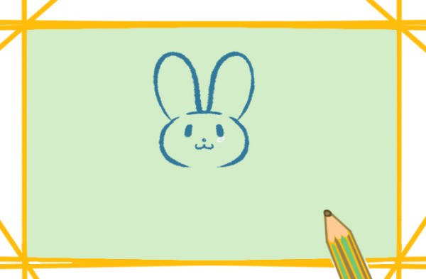 Simple drawing of little white rabbit eating