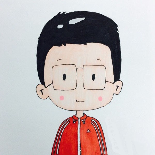 Simple drawing of little boy wearing glasses