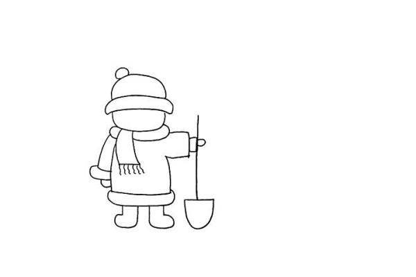 How to draw a little boy pushing a snowman