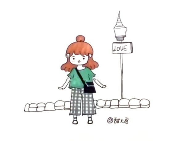 Cute cartoon little girl simple drawing