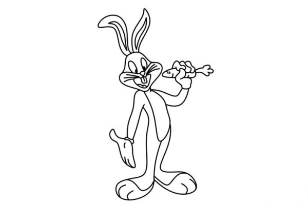 How to draw Bugs Bunny eating a carrot