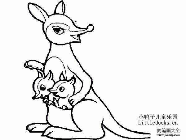 Excellent childrens simple line drawing-Kangaroo mother