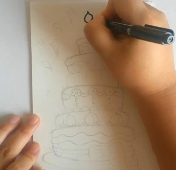 Draw a delicious birthday cake for your motherland