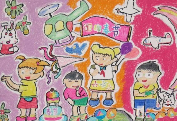 Childrens drawings to welcome the Spring Festival